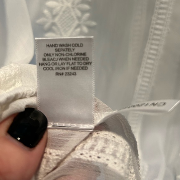 New York & Company Sheer White Button Up Blouse with Crochet Detail NWT XL - Picture 9 of 10